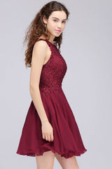 Bridelily Lovely Lace Short Bridesmaid Dress with Appliques