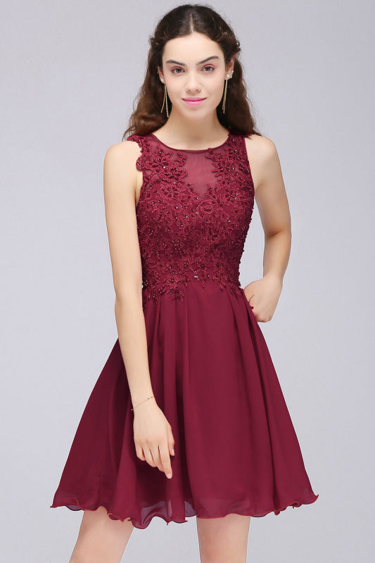 Bridelily Lovely Lace Short Bridesmaid Dress with Appliques