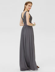 Sheath / Column Bateau Floor Length Chiffon / Floral Lace Bridesmaid Dress with Lace / Sash / Ribbon