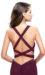La Femme Strappy-Back Long Burgundy Red Prom Dress