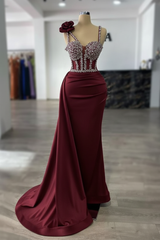 Luxury Glitter Rinstones Mermaid Prom Dresses Sleeveless with Sweep Train