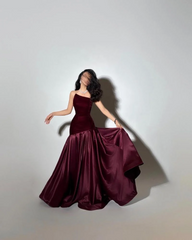 Burgundy Prom Dresses Mermaid Purple Graduation Gown Long