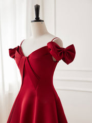 Bourgogne en V couche en satin robe de bal courte, robe de retour bordeaux