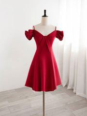 Bourgogne en V couche en satin robe de bal courte, robe de retour bordeaux