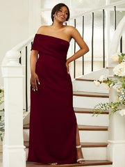 Sheath/Column Satin Ruched One-Shoulder Sleeveless Floor-Length Bridesmaid Dresses