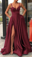 A Line Black Prom Dresses 2024 Long Evening Gowns Spaghetti Straps