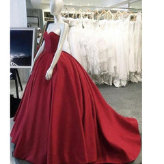 Custom Made Red Ball Gown Prom Dresses 2024 Long Satin Wedding Dresses