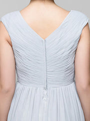 DingjiA-Line Mother of the Bride Dress Elegant V Neck Floor Length Chiffon Sleeveless with Criss Cross Beading