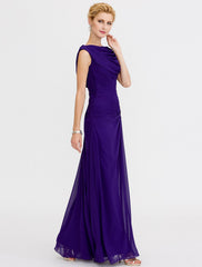 Aimishang Sheath / Column Mother of the Bride Dress Color Block Lace Up Cowl Neck Ankle Length Chiffon Charmeuse Sleeveless with Criss Cross Beading