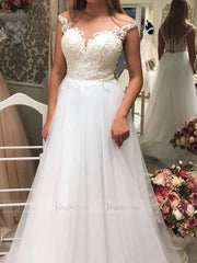 Cap Sleeve Beaded Lace Beach Wedding Dresses See Through VW1384