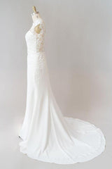 Cap Sleeve Illusion Lace Sheath Wedding Dress
