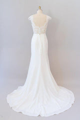 Cap Sleeve Illusion Lace Sheath Wedding Dress
