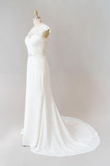Cap Sleeve Illusion Lace Sheath Wedding Dress