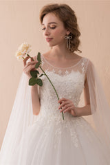 Cape Cloak Tule Appliques witte trouwjurken
