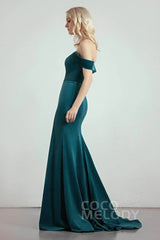Trumpet-Mermaid Sweep-Brush Train Bridesmaid Dress Formal Dresses CB0271PS