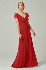 A-Line Floor Length Chiffon Bridesmaid Dress CB0323