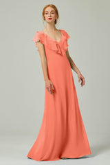 A-Line Floor Length Chiffon Bridesmaid Dress CB0323