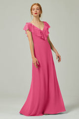 A-Line Floor Length Chiffon Bridesmaid Dress CB0323