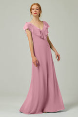 A-Line Floor Length Chiffon Bridesmaid Dress CB0323
