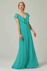 A-Line Floor Length Chiffon Bridesmaid Dress CB0323