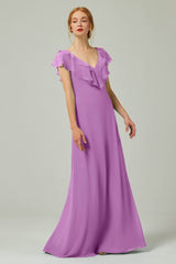 A-Line Floor Length Chiffon Bridesmaid Dress CB0323