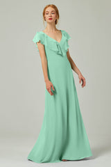 A-Line Floor Length Chiffon Bridesmaid Dress CB0323