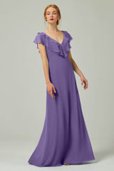 A-Line Floor Length Chiffon Bridesmaid Dress CB0323