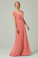 A-Line Floor Length Chiffon Bridesmaid Dress CB0323