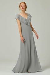 A-Line Floor Length Chiffon Bridesmaid Dress CB0323
