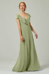 A-Line Floor Length Chiffon Bridesmaid Dress CB0323