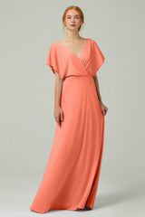A-Line Floor Length Chiffon Bridesmaid Dress CB0351