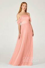 A-Line Floor Length Tulle Bridesmaid Dress CB0382