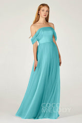 A-Line Floor Length Tulle Bridesmaid Dress CB0382