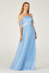 A-Line Floor Length Tulle Bridesmaid Dress CB0382
