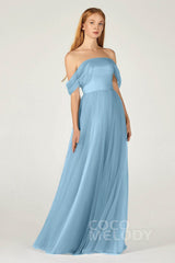 A-Line Floor Length Tulle Bridesmaid Dress CB0382