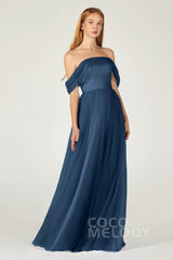 A-Line Floor Length Tulle Bridesmaid Dress CB0382