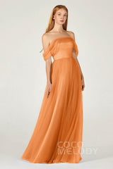 A-Line Floor Length Tulle Bridesmaid Dress CB0382