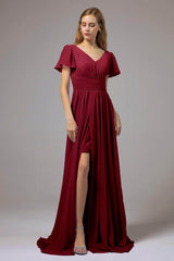 A-Line Floor Length Chiffon Bridesmaid Dress CB0396