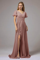 A-Line Floor Length Chiffon Bridesmaid Dress CB0396