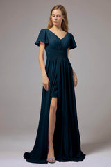 A-Line Floor Length Chiffon Bridesmaid Dress CB0396