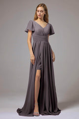 A-Line Floor Length Chiffon Bridesmaid Dress CB0396