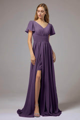 A-Line Floor Length Chiffon Bridesmaid Dress CB0396