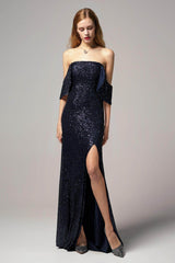 Sheath-Column Floor Length Sequined Dress CB0405