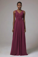 A-Line Floor Length Chiffon Bridesmaid Dress Formal Dresses CB0411