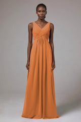 A-Line Floor Length Chiffon Bridesmaid Dress Formal Dresses CB0411