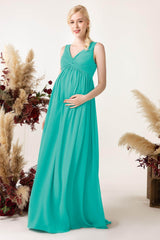 A-Line Sweep-Brush Train Chiffon Bridesmaid Dress CB0452M