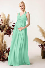 A-Line Sweep-Brush Train Chiffon Bridesmaid Dress CB0452M