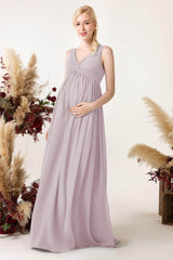 A-Line Sweep-Brush Train Chiffon Bridesmaid Dress CB0452M