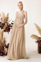 A-Line Sweep-Brush Train Chiffon Bridesmaid Dress CB0452M