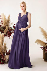 A-Line Sweep-Brush Train Chiffon Bridesmaid Dress CB0452M